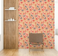 The wallpaper is installed in a formal, elegant living room.

