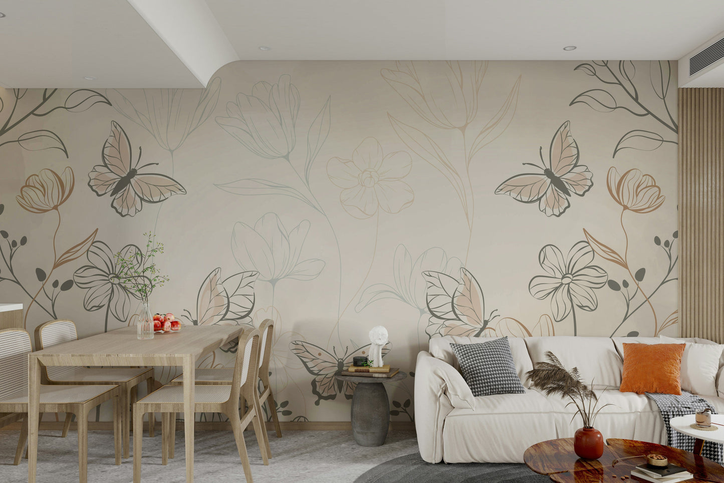 The design features graceful, peaceful flying elements.

