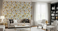 Floral Yellow Butterfly Meadow bright cheerful wallcovering