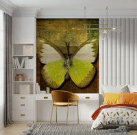 Textured insect design Butterfly Vintage Hues mural room decoration.