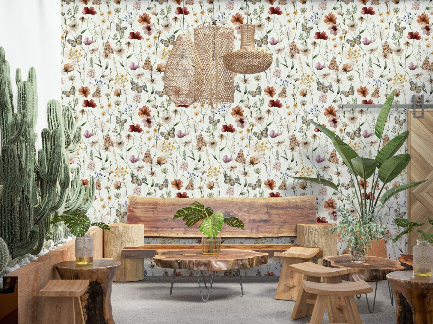 Butterfly Wild Meadow peel and stick aesthetic wall decor.