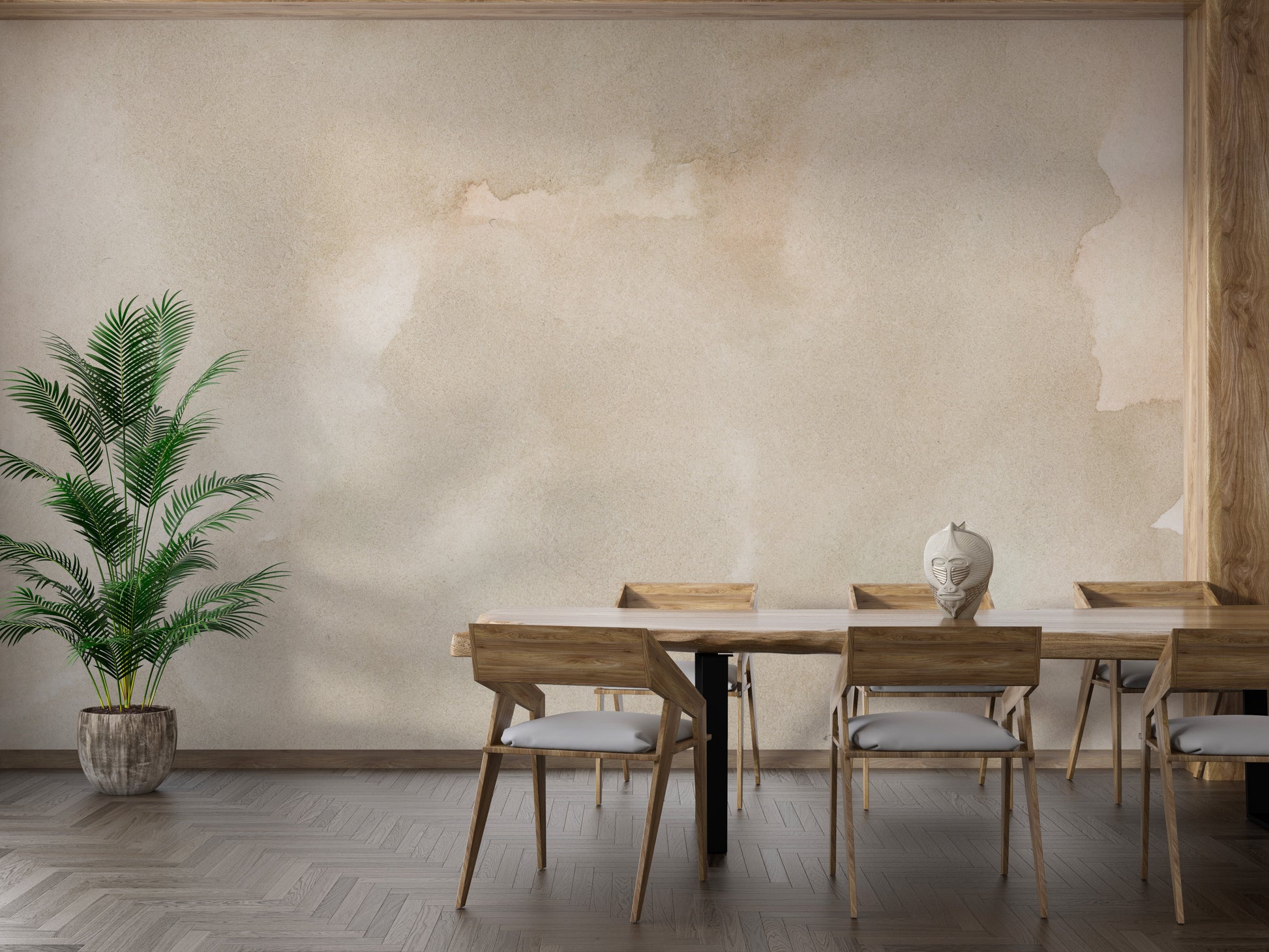 Abstract Beige Watercolor Wall Mural
