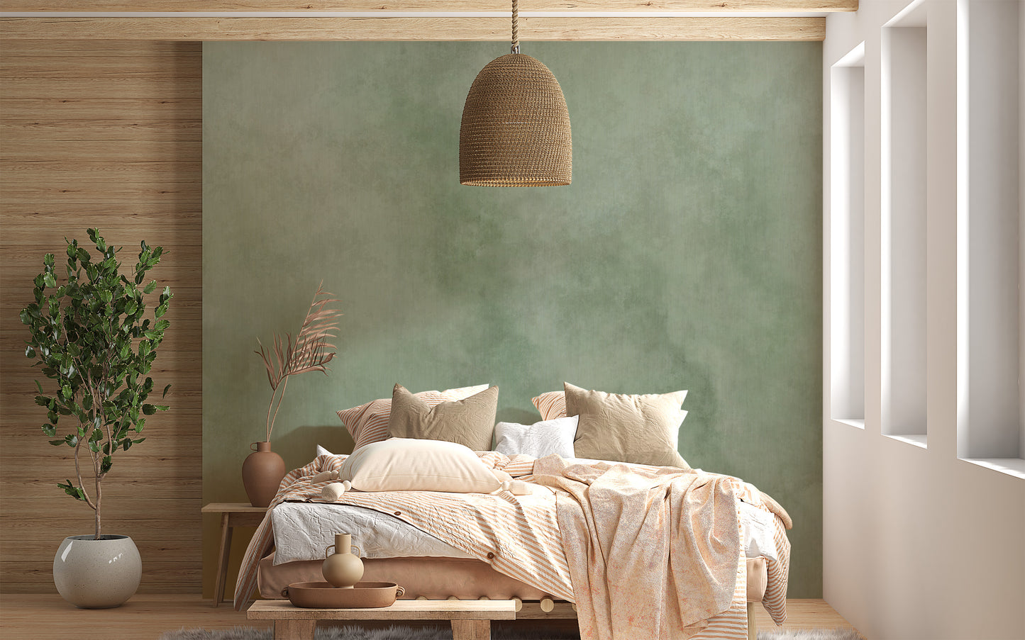 Abstract Green Watercolor Wall Mural - Giffywalls