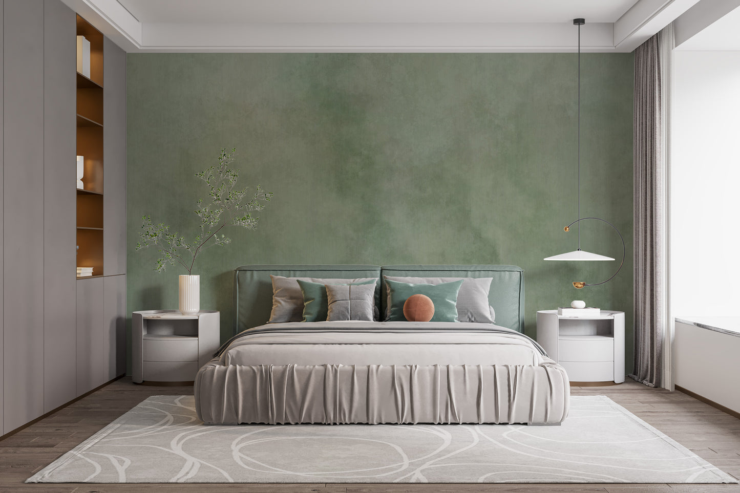 Abstract Green Watercolor Wall Mural - Giffywalls