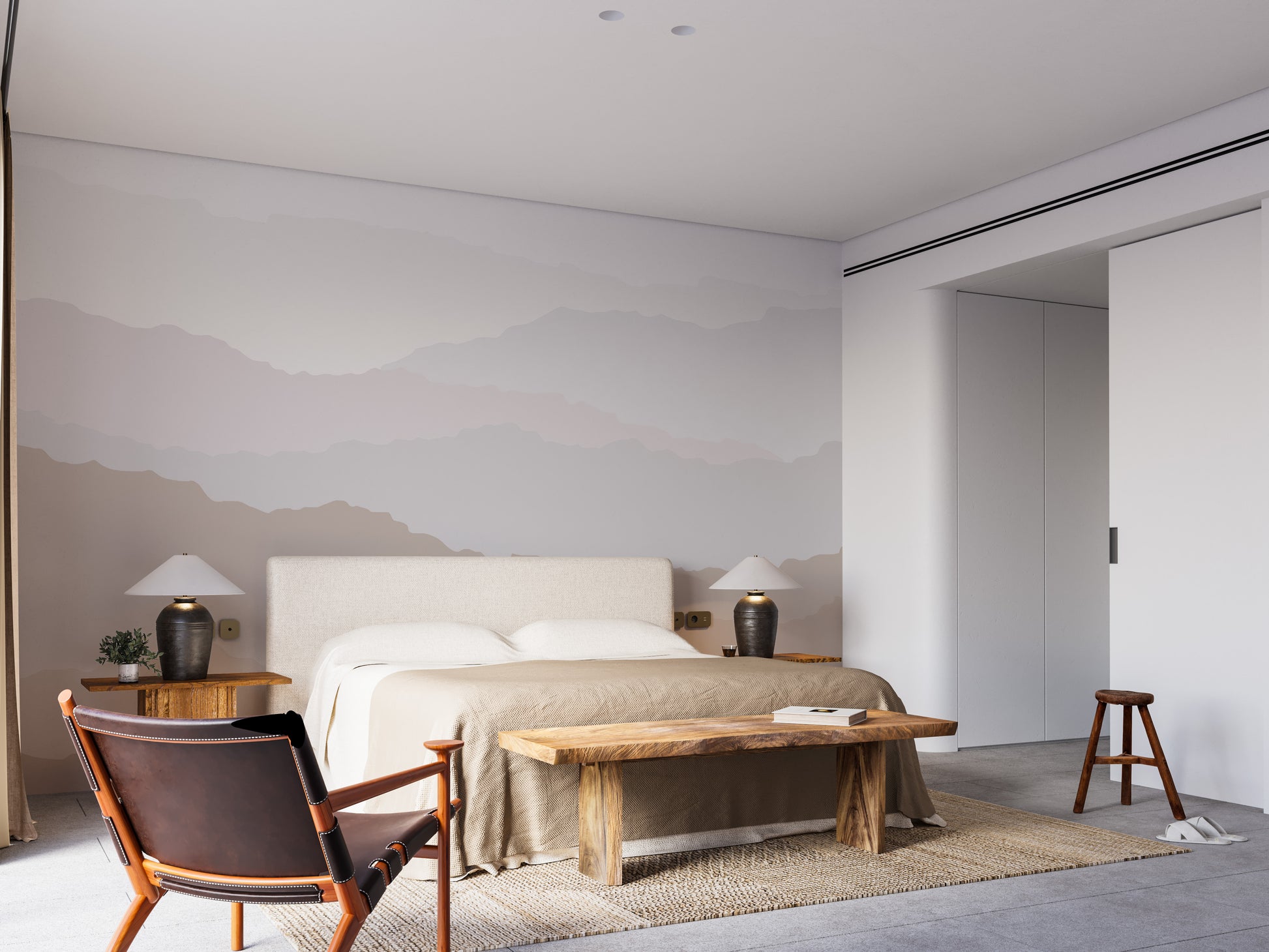 Tranquil gradient hills mural decor
