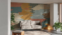 Transform your living room with the Painted Brick Illusion Mural.