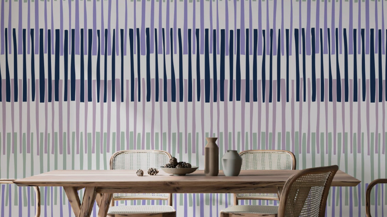 Chic Lilac Serenade Stripes Wallpaper Mural
