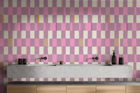 Sophisticated mosaic checkerboard wallpaper for trendy interiors.

