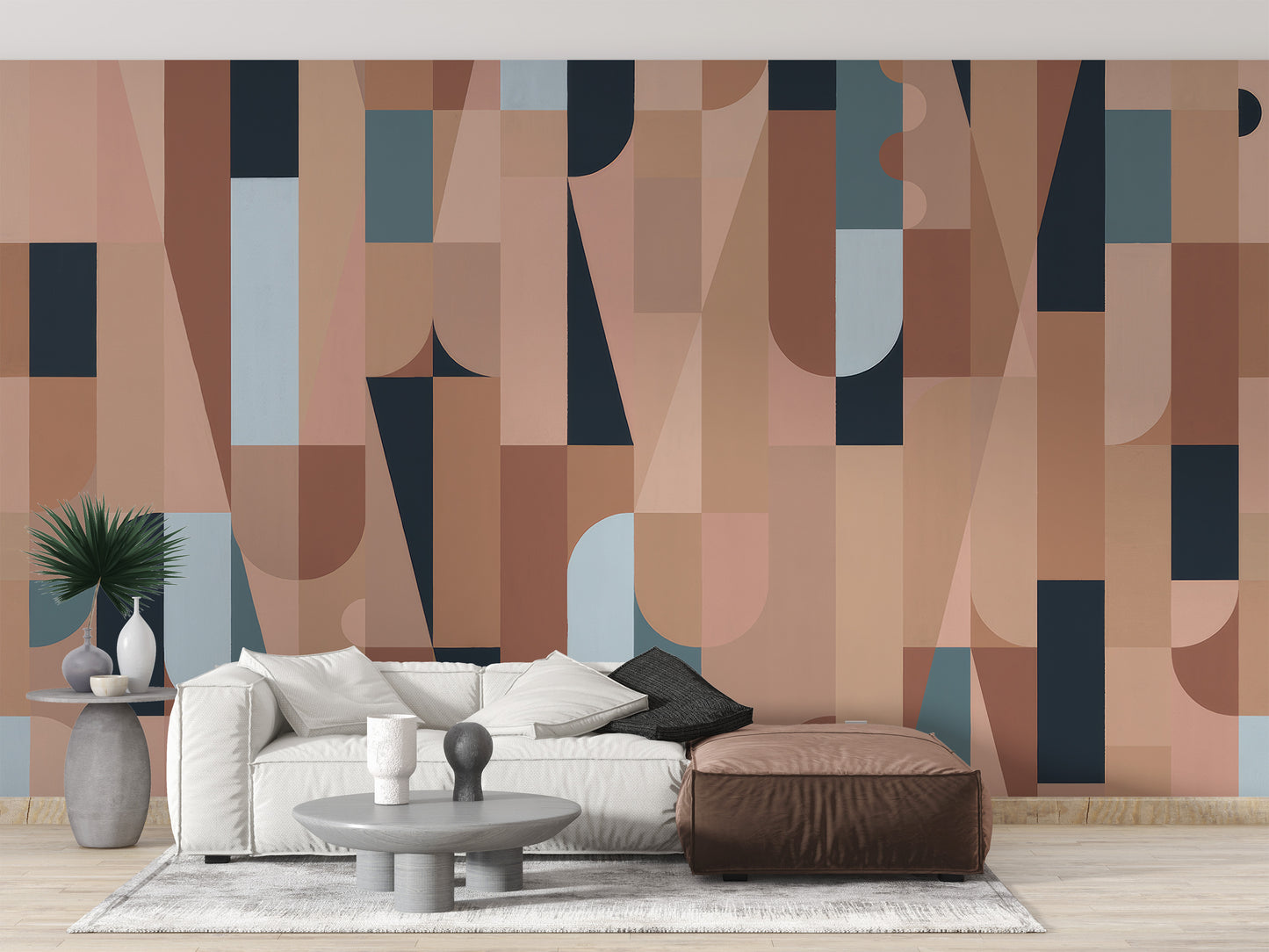 Eye-catching chromatic puzzle mural for walls