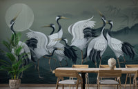 Graceful crane birds wallpaper for timeless wall decor