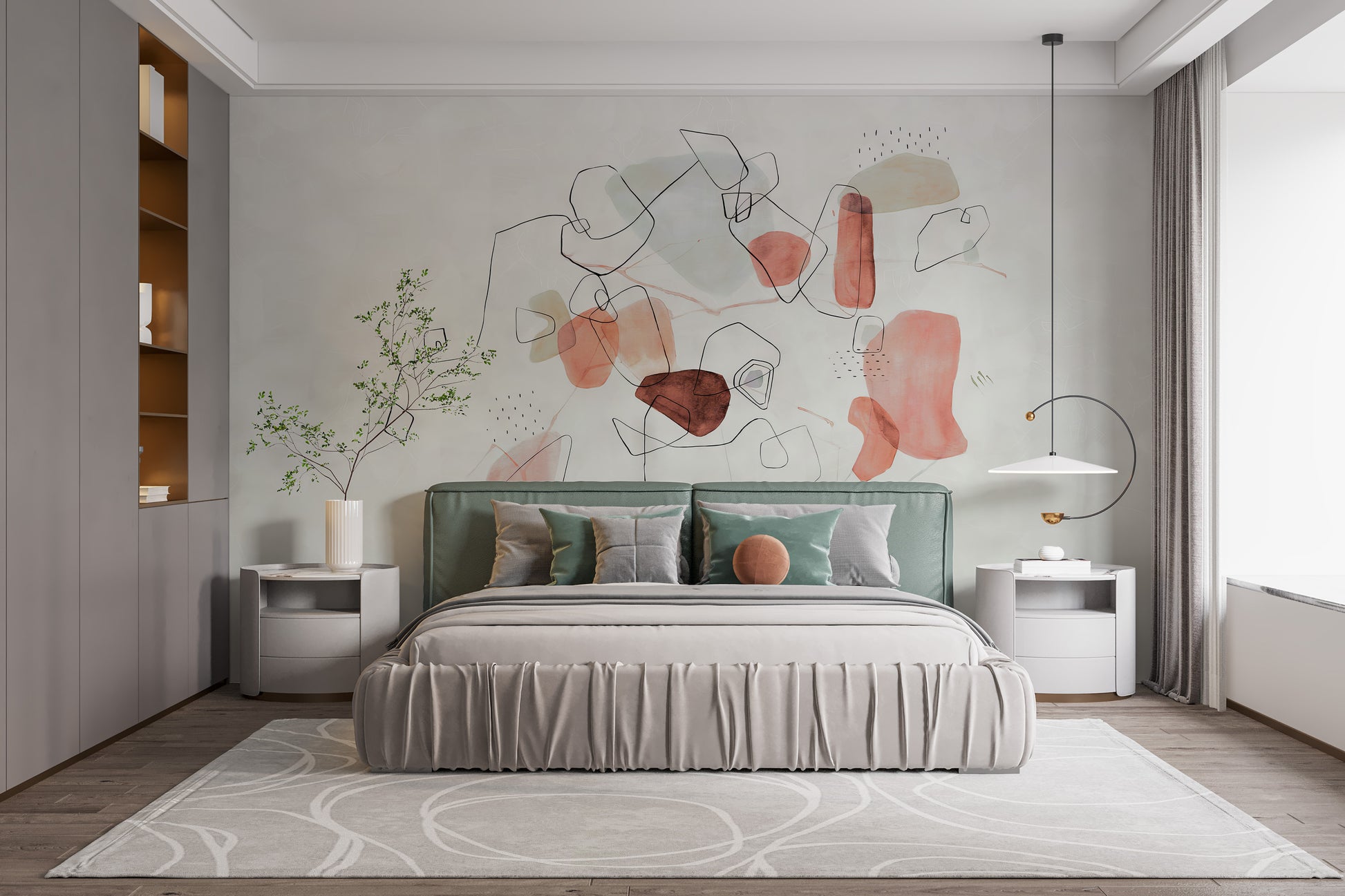 Watercolor ethereal wallpaper mural for modern walls