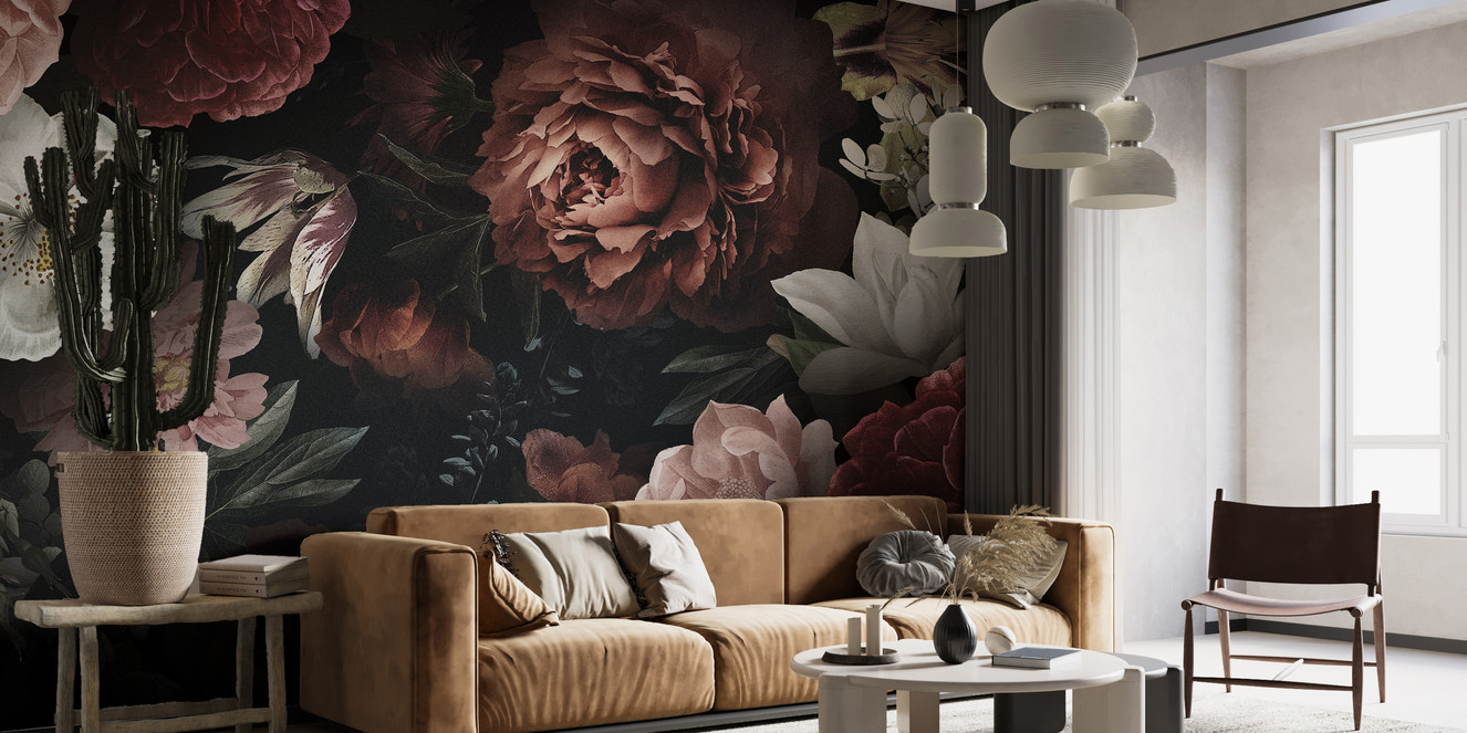 Luxurious floral wallpaper with rich hues