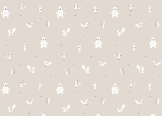 Forest Animals Beige Wallpaper For Walls