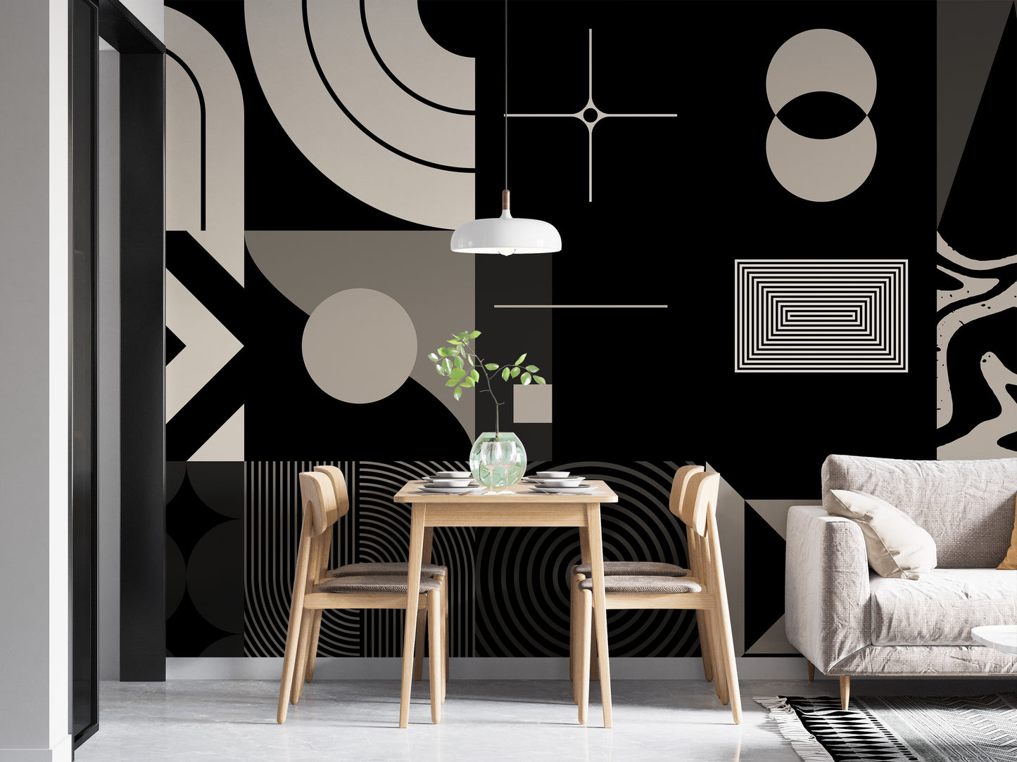 Abstract geometric shapes wallpaper with modern elegance
