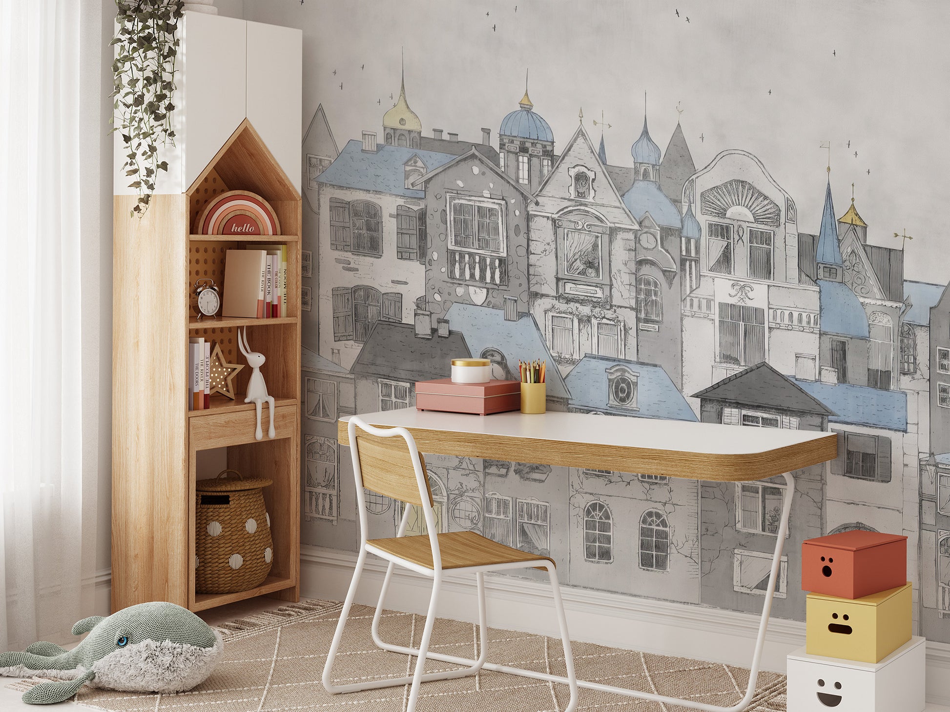 Whimsical wallpaper for calming nursery decor