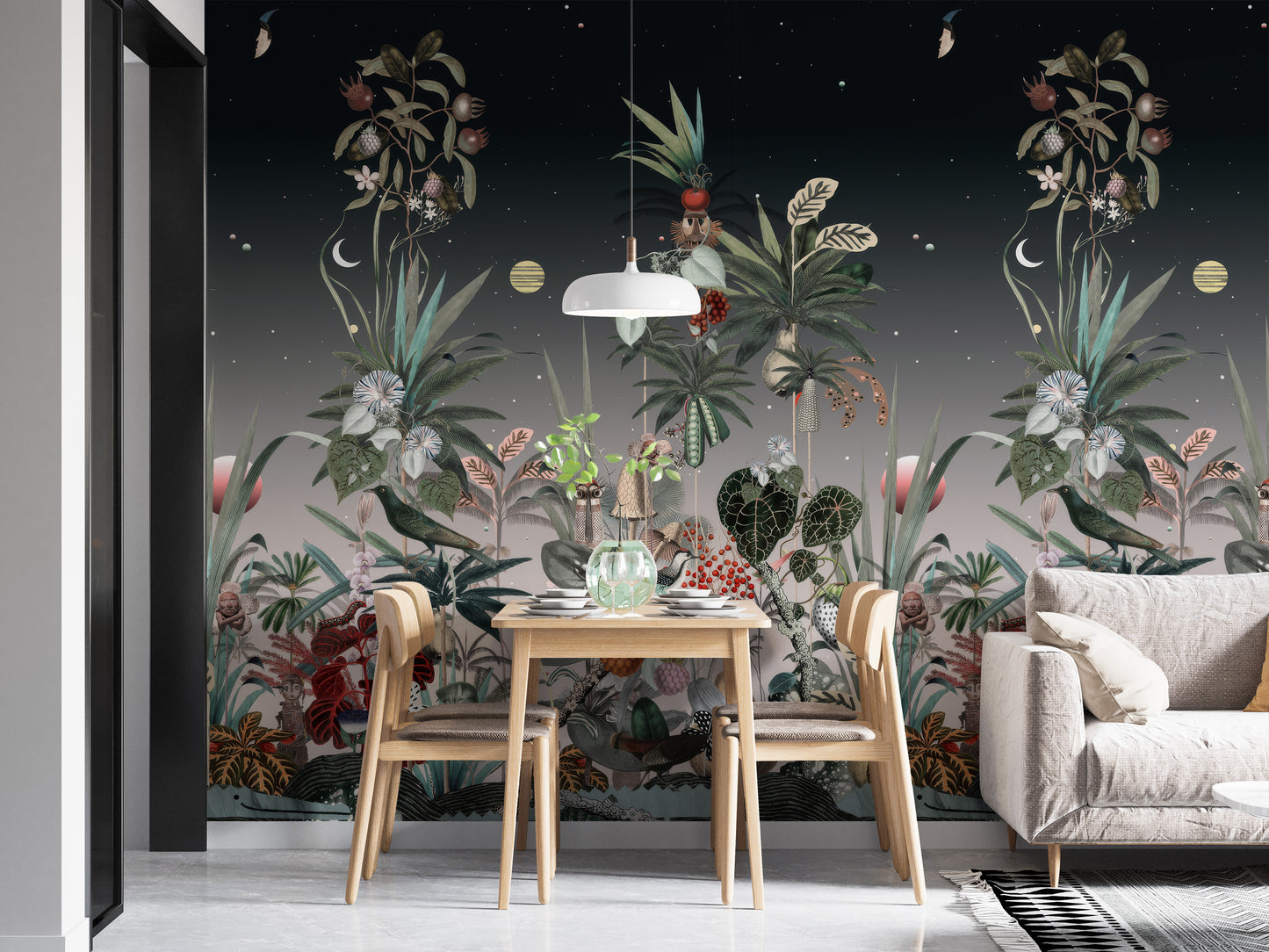 Midnight Botanic Wall Mural - Giffywalls