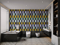 Artistic mosaic quilt wallpaper for stylish modern interiors.
