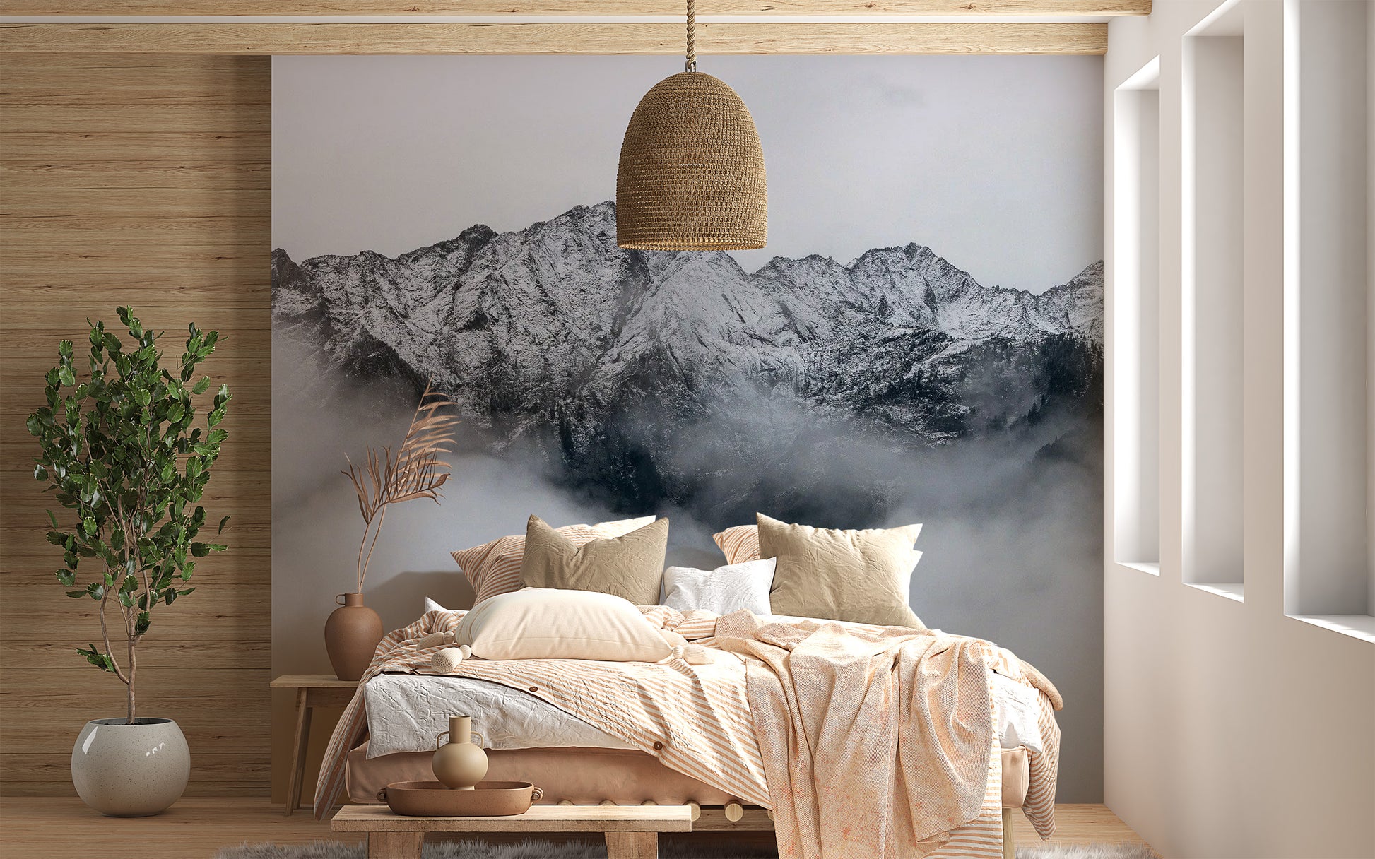 Foggy Mountain Wallpaper Mural - Giffywalls