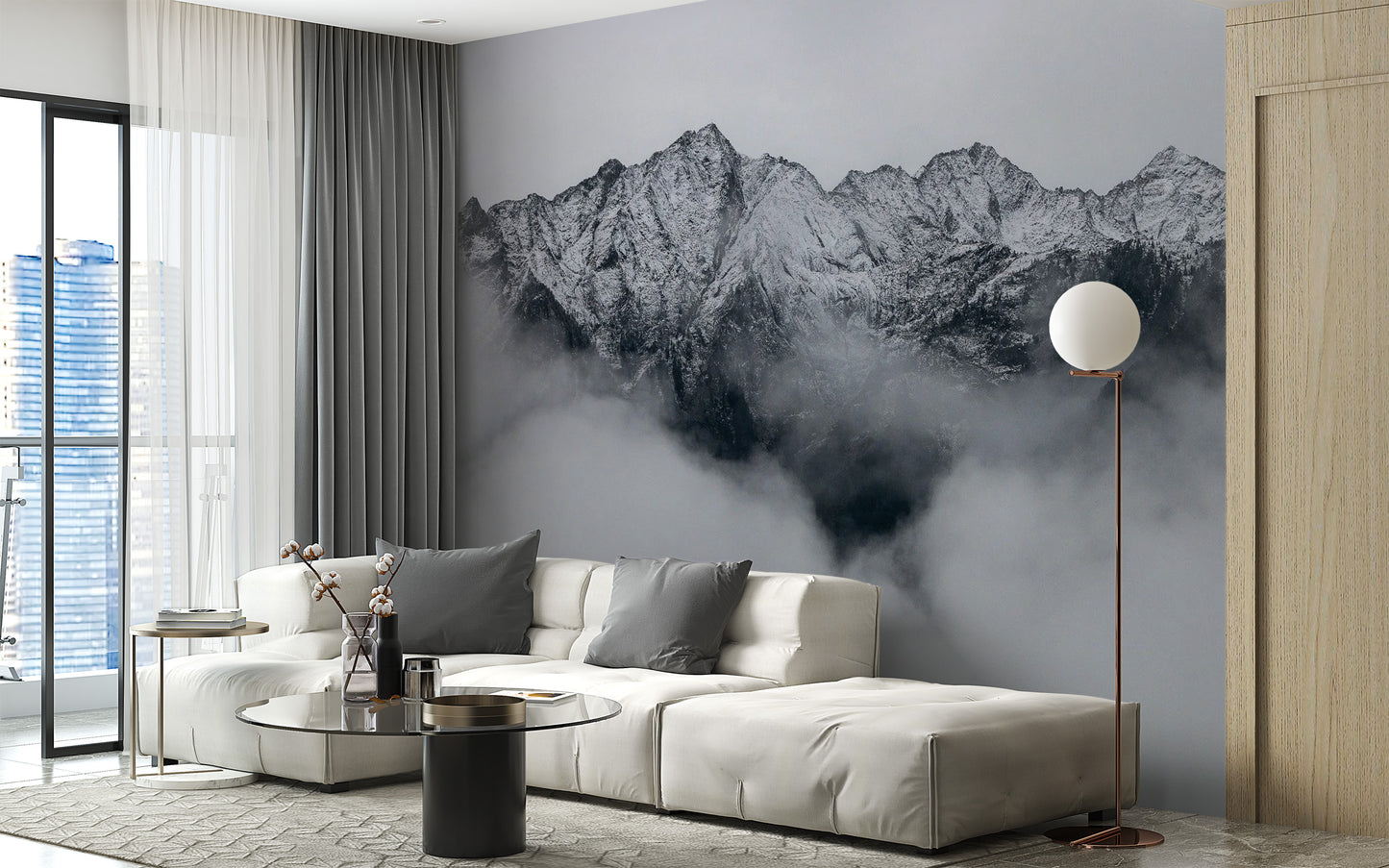 Foggy Mountain Wallpaper Mural - Giffywalls
