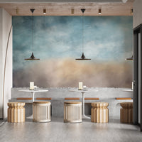 Minimalist peel and stick ombre cloud wall mural for a quick and sophisticated refresh of a dining room.