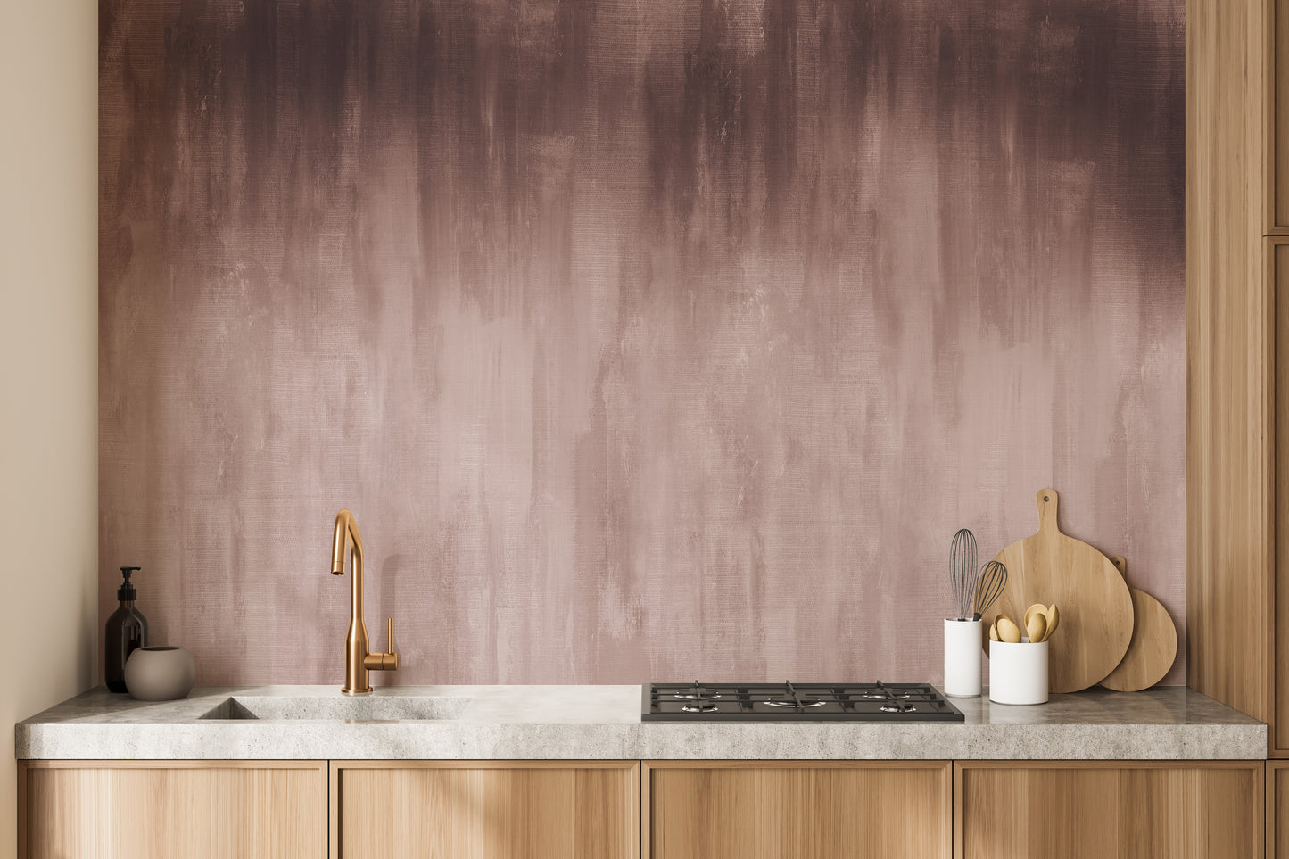 Add elegance to your dining room with a soothing brown ombre mural.