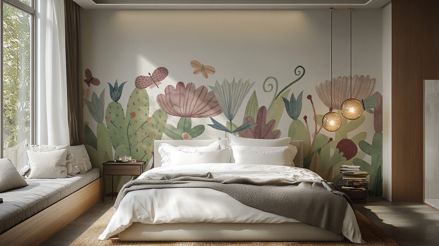 Watercolour Wildflower Wall Mural - Giffywalls