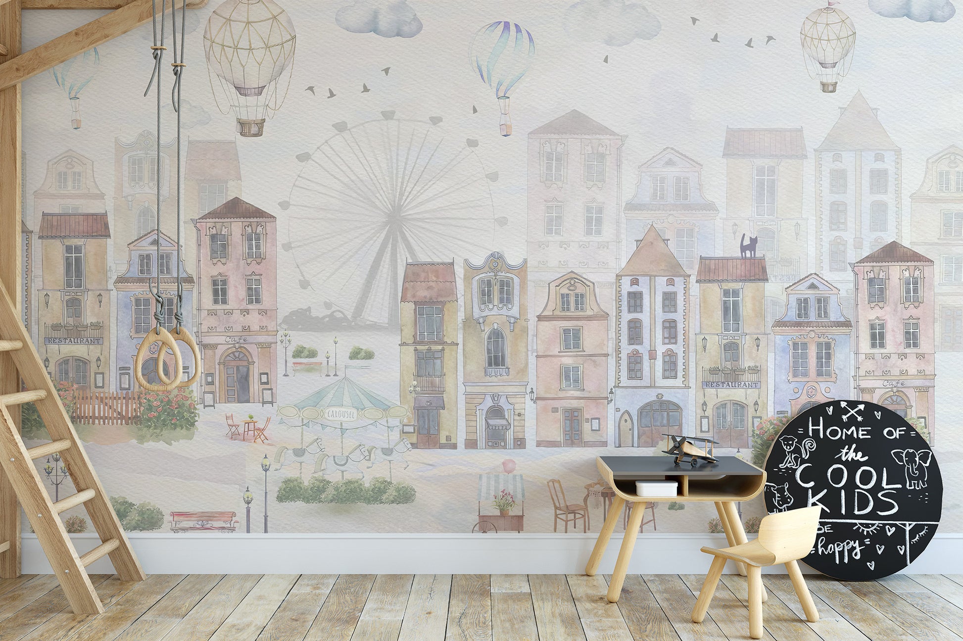 Watercolor Old City Kids Wallpaper - Giffywalls
