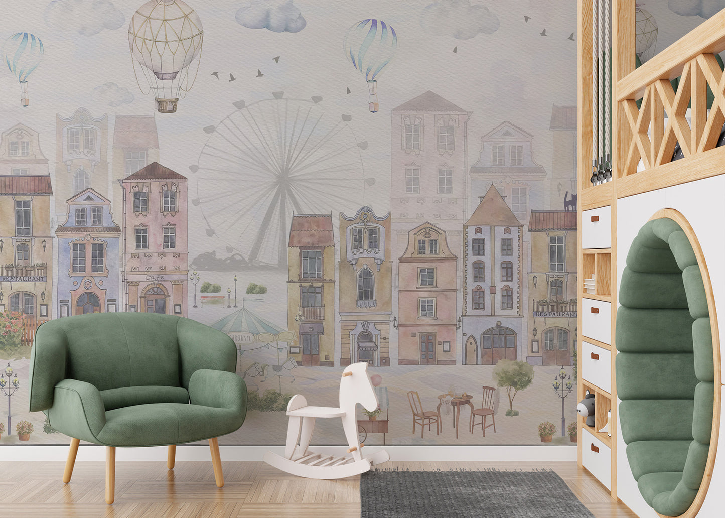 Watercolor Old City Kids Wallpaper - Giffywalls