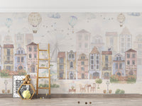 Watercolor Old City Wallpaper for kids
