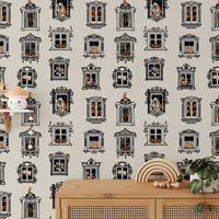 Decorative Feline-Themed Vintage Wall Mural
