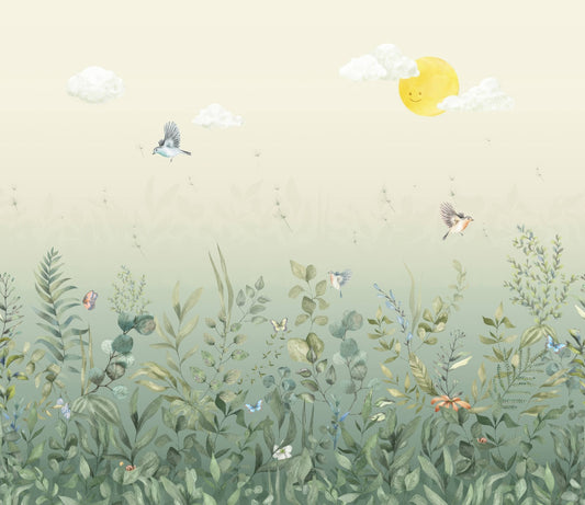 Whimsical Meadow Friends Wall Mural