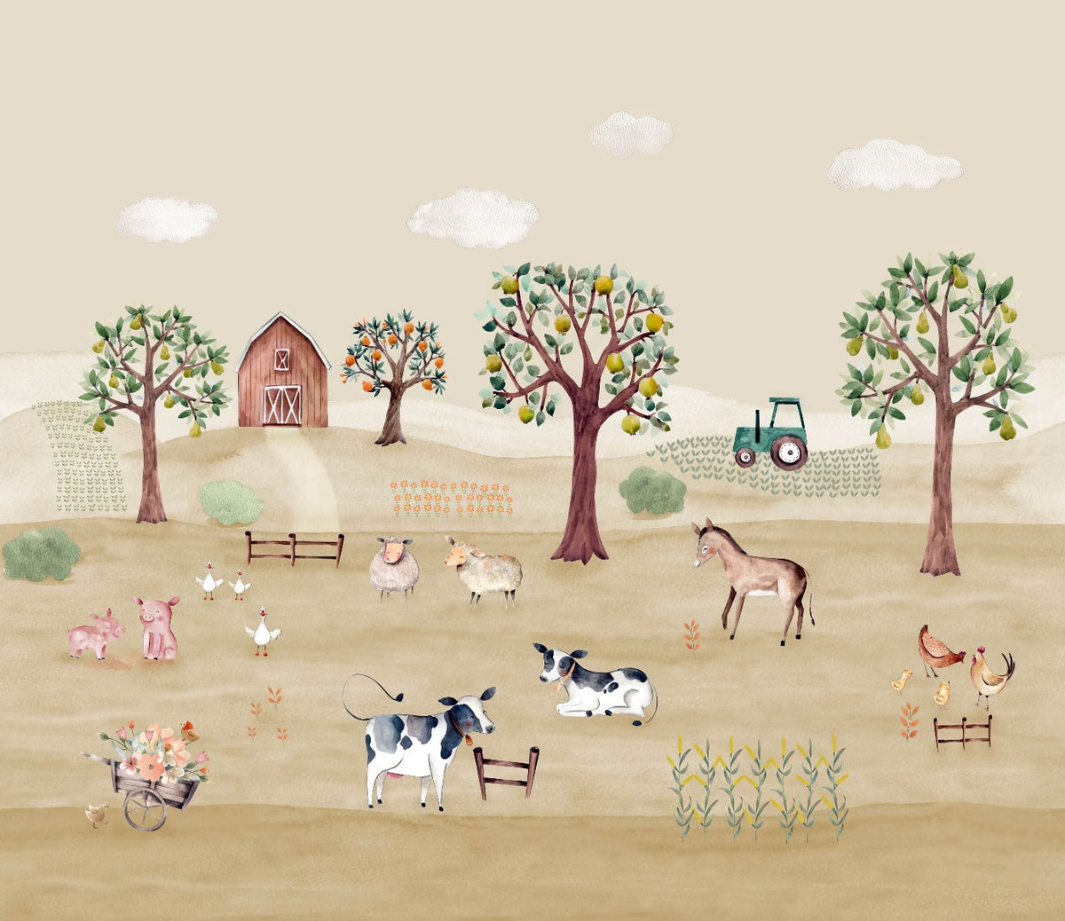 Barnyard Bliss Wall Mural in your room — zoomed