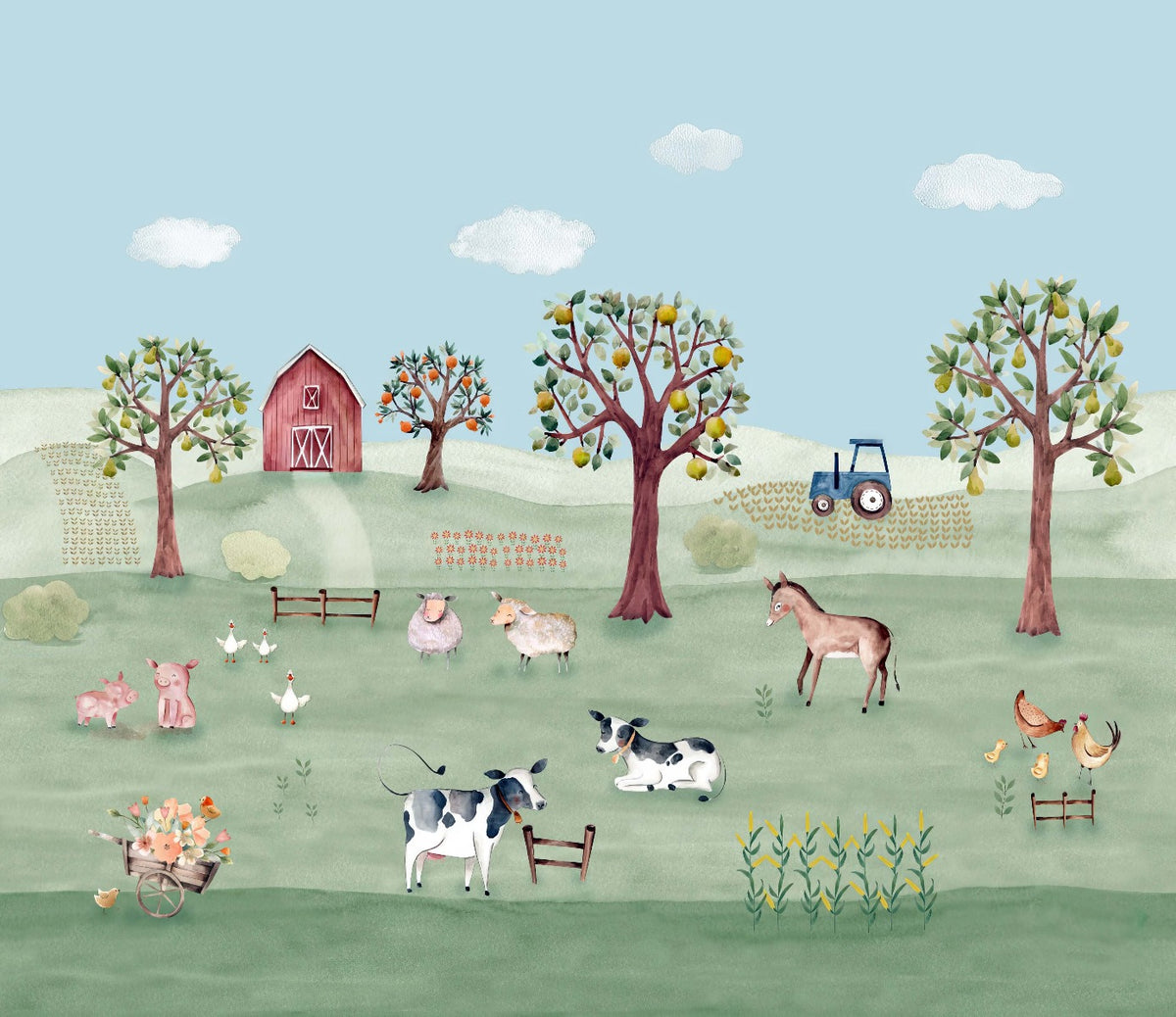 Country Charm Wall Mural in your room — zoomed
