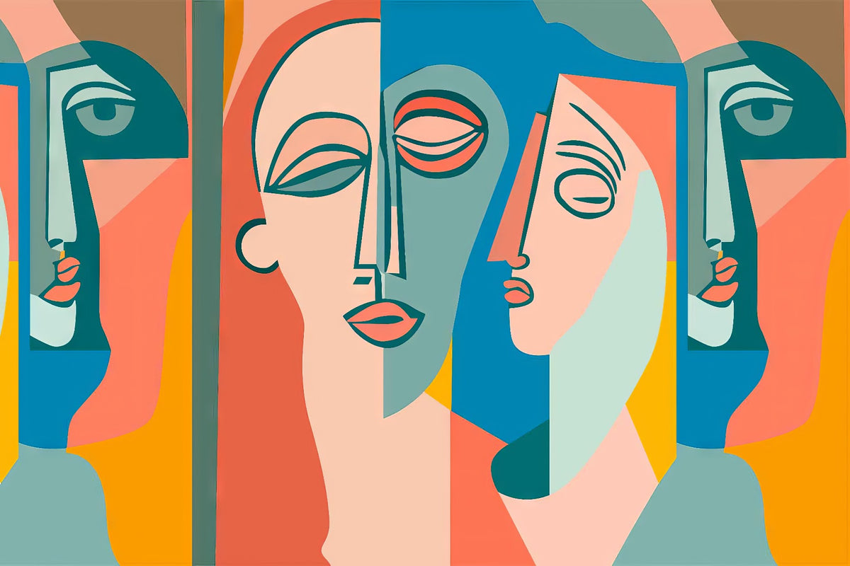 Colourful Faces Wall Mural in your room