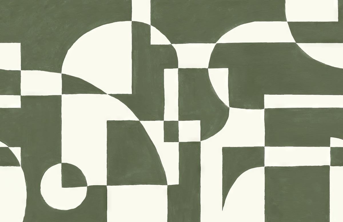 Emerald Geometric Elegance Mural in your room — zoomed