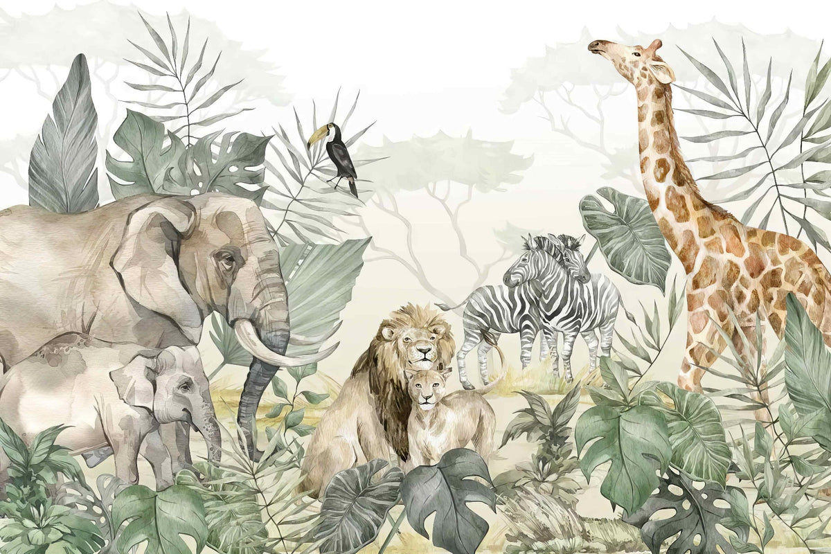 Tropical Wildlife Wall Mural in your room