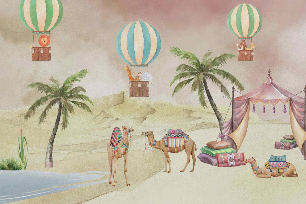 Desert Adventure Kids Wall Mural in your room — zoomed
