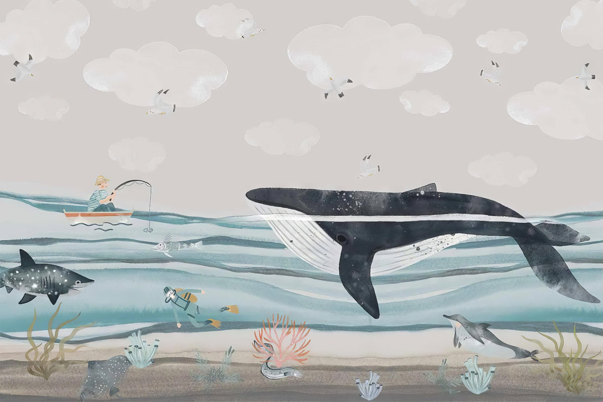 Whale Shark Wallpaper Mural in your room — zoomed
