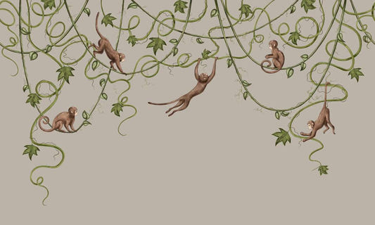 Joyful Monkey Nursery Wallpaper