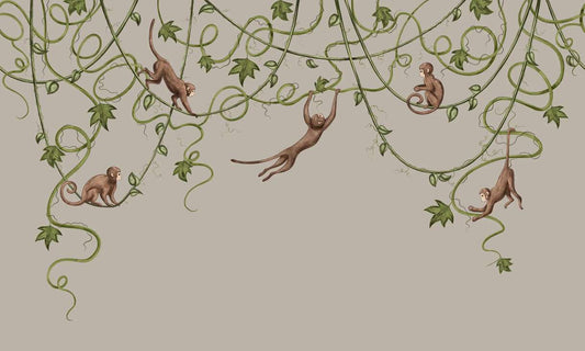 Joyful Monkey Nursery Wallpaper