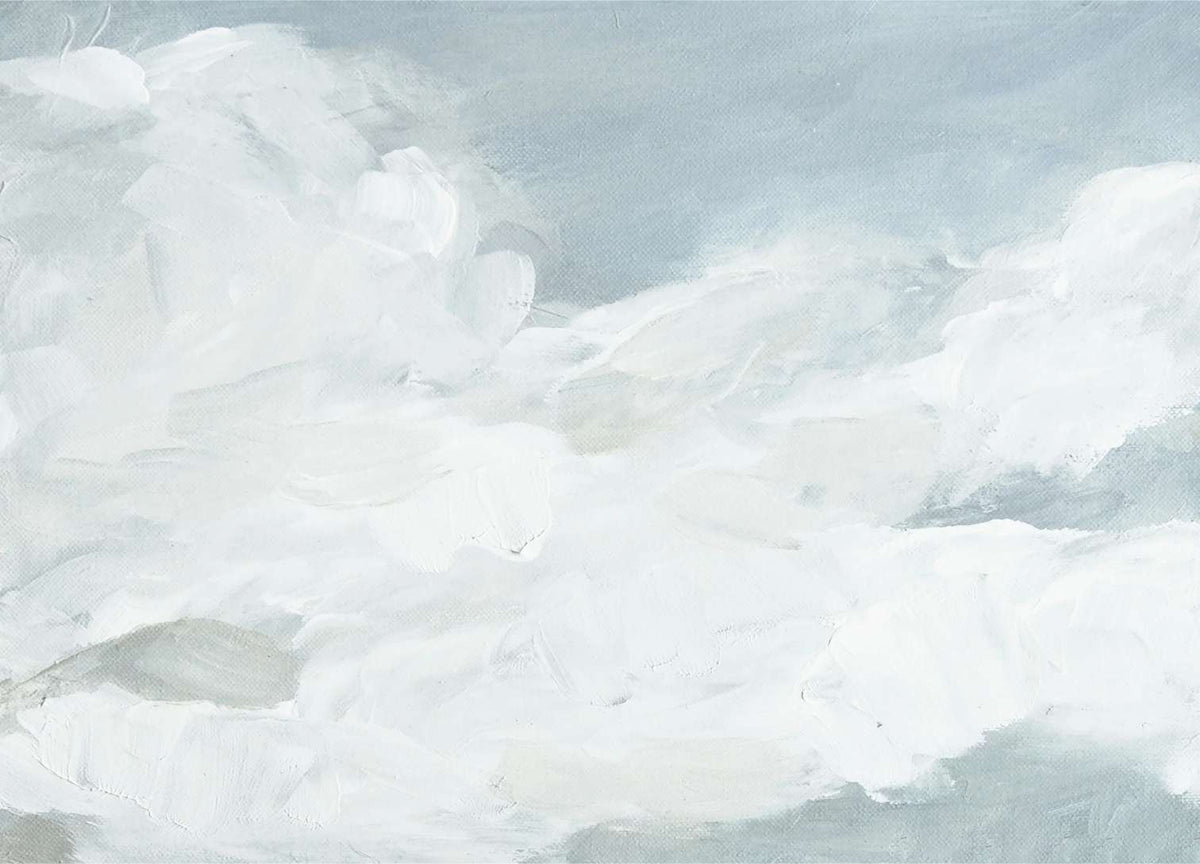 Cloud Dancer Watercolour Wall Mural in your room — zoomed