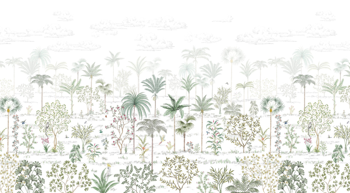 Tropical Jungle Wall Mural in your room — zoomed
