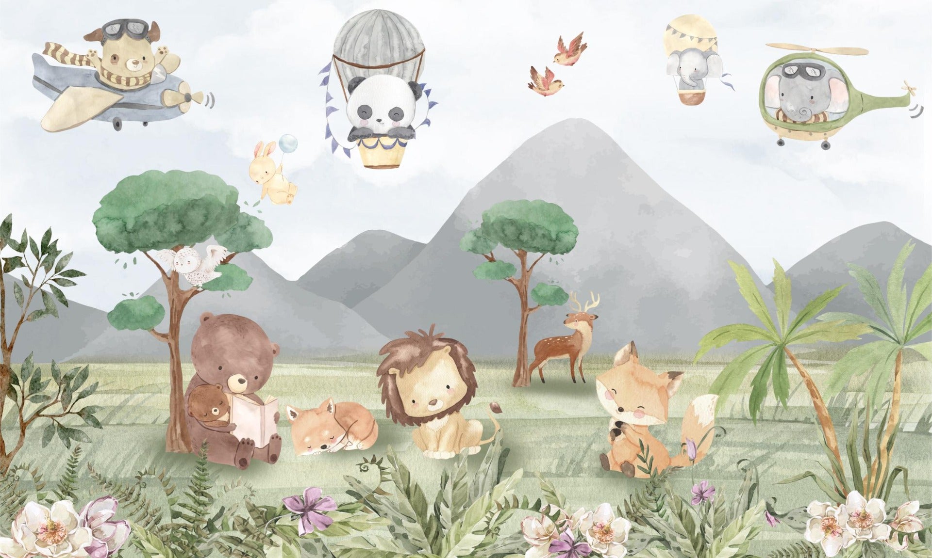 Playful Animals Forest Wall Mural