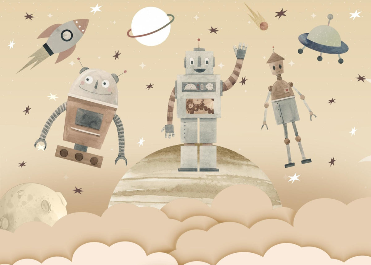 Cosmic Robots Wall Mural in your room