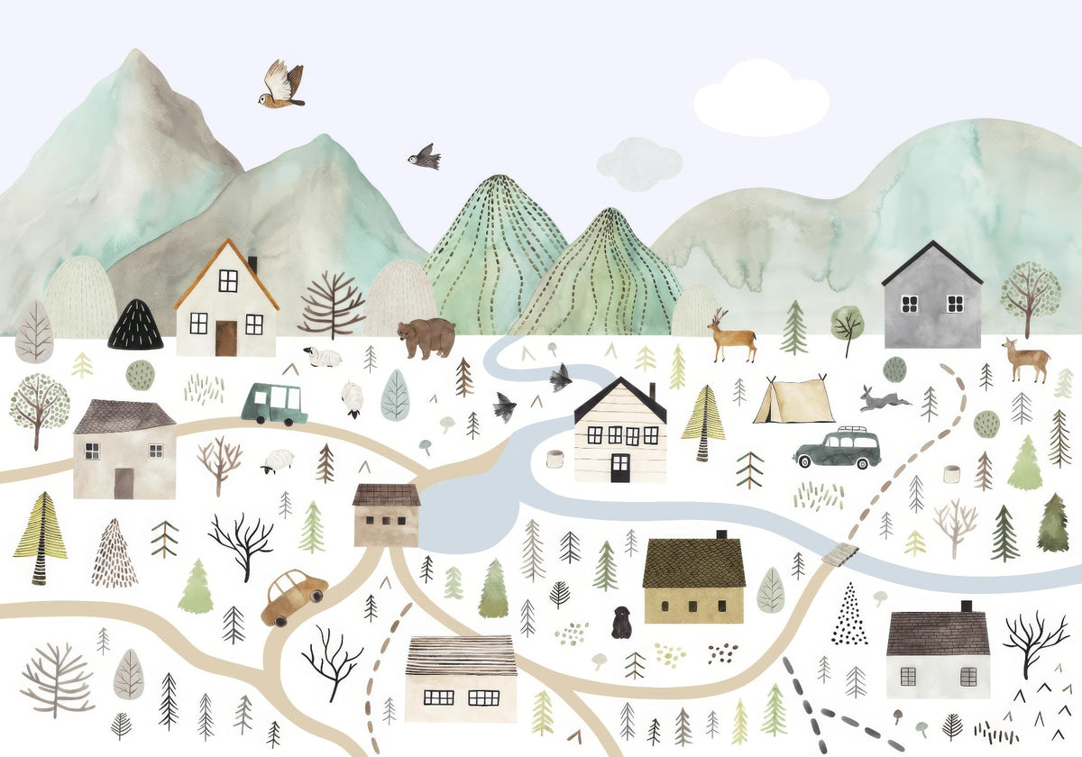 Riverside Glimpse Wall Mural in your room — zoomed
