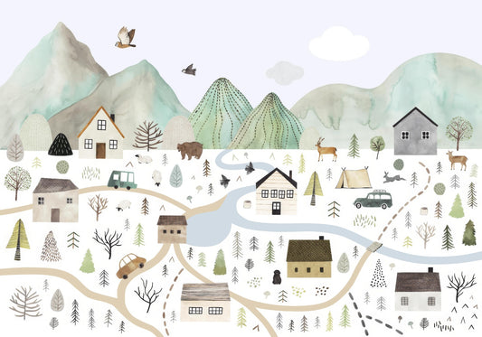 Riverside Glimpse Wall Mural
