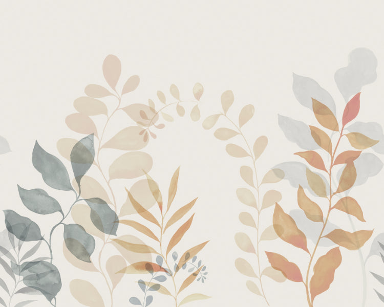 Soft Leaves Wall Mural in your room — zoomed