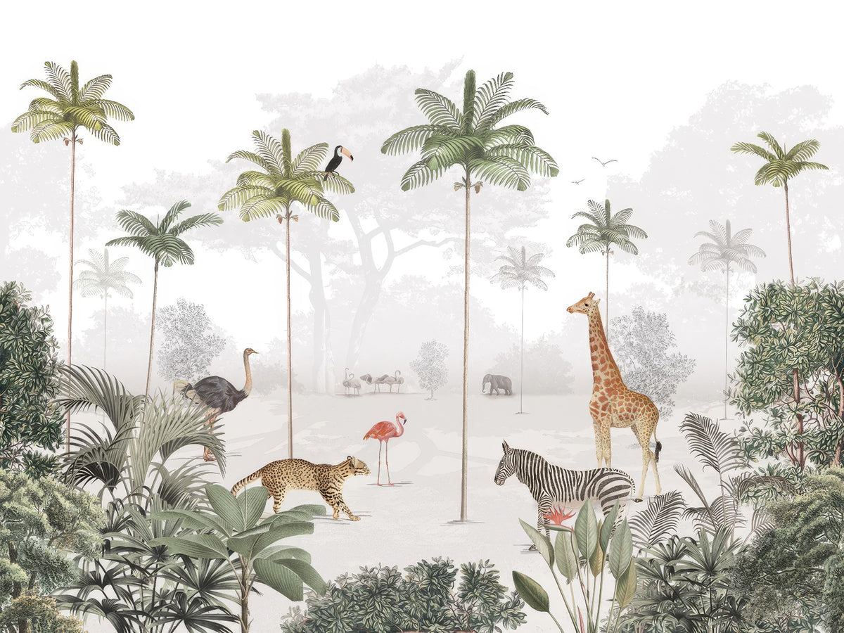 Rainforest Animal Wall Mural in your room — zoomed