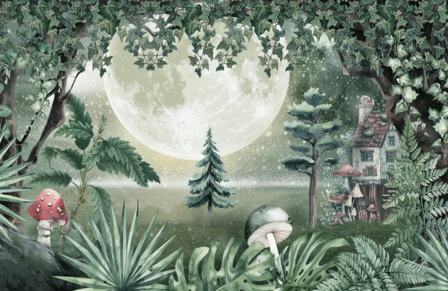 Green Magical Forest Wall Mural in your room
