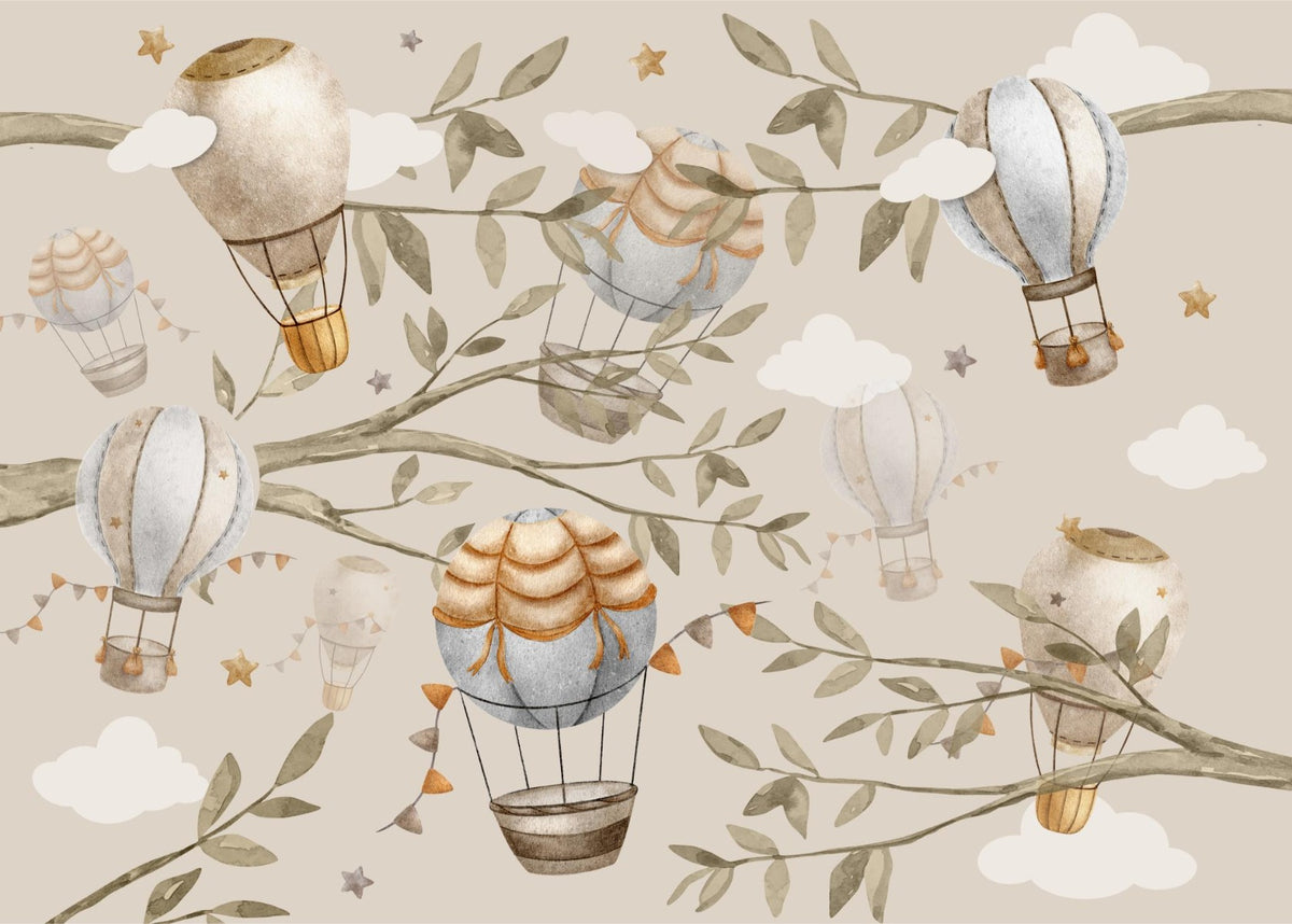 Watercolour Air Balloon Wall Mural